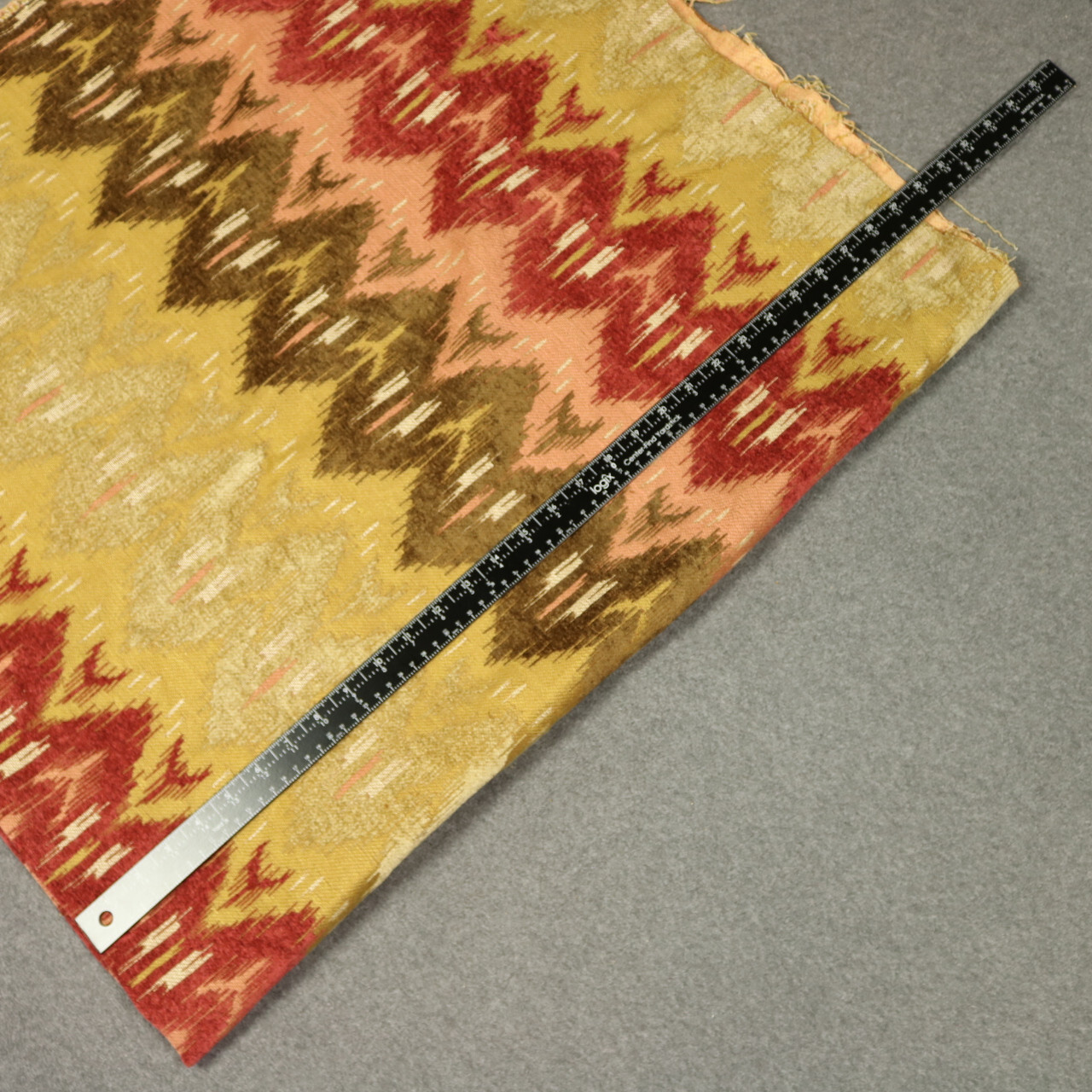 Geometric Earth Tone Chevron Striped Upholster Fabric Red Green Gold 56″x56″