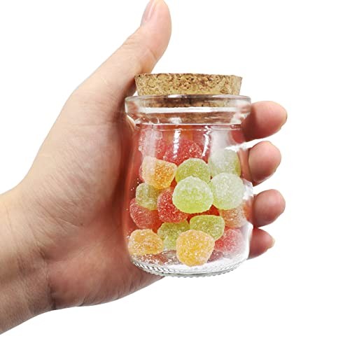 6Pcs Decorative Glass Bottle with Cork Stopper, 100ml,3.4oz Mini Glass Wish