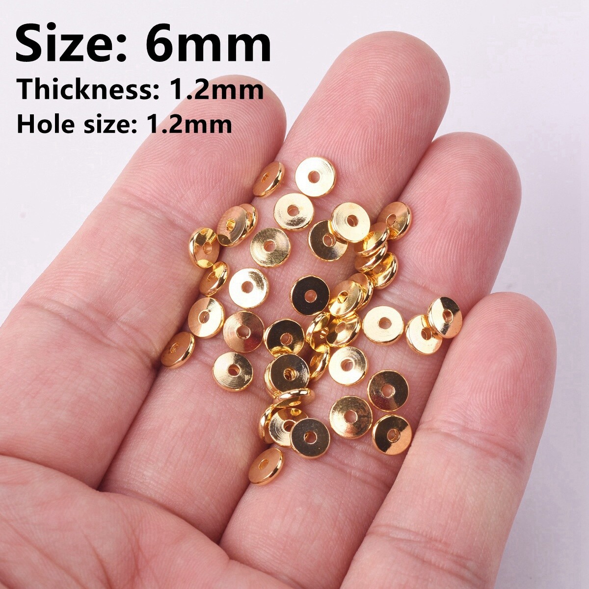 Flat Gold/Silver/Rose Gold Round 4/5/6/7/8/10/12/14mm Brass Metal Loose Beads
