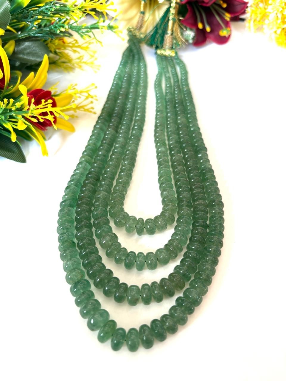 Natural Strawberry Quartz 928ct 4 Strand Melon Rondelle Beads Set