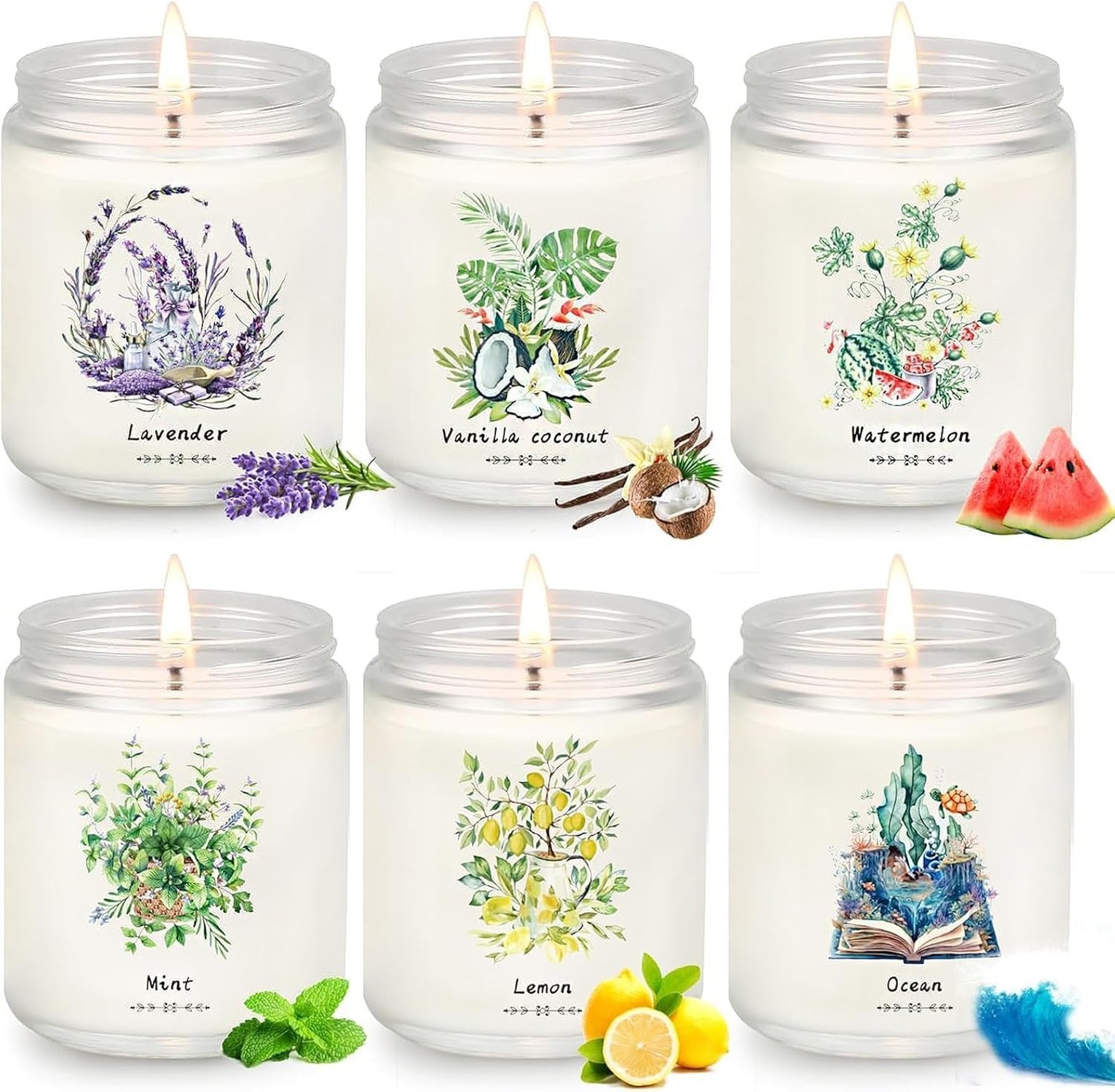 Scented Candles Gift Set for Home – 6 Pack 7oz Soy Candles Non Toxic | 300h L…