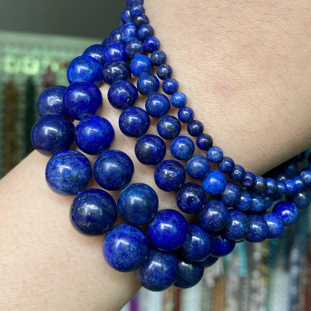 Blue Lapis Lazuli Round Beads 15″ Strand 2mm 3mm 4mm 6mm 8mm 10mm 12mm 14mm