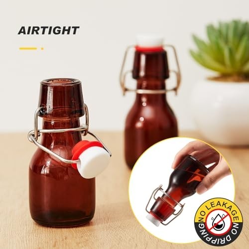 24 Pcs Mini Glass Bottles with Stoppers – Airtight Flip Top for Crafts & Party F