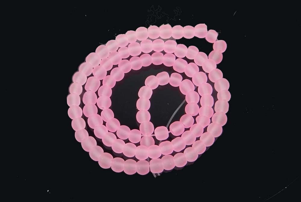 100 Czech Frosted Sea Glass Round / Rocaille Beads Matte – Pearl Pink 4mm