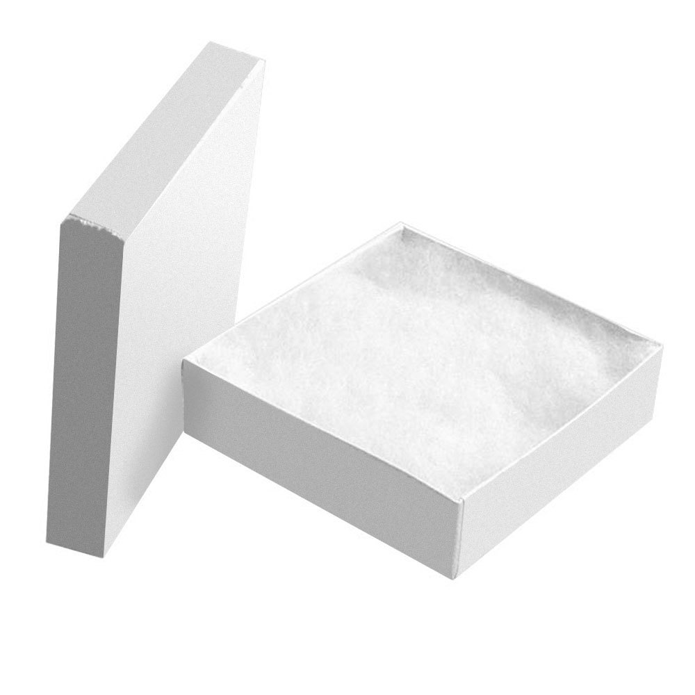 Glossy White Cotton Filled Cardboard Box Jewelry Gift Boxes ~ 100, 200, 500