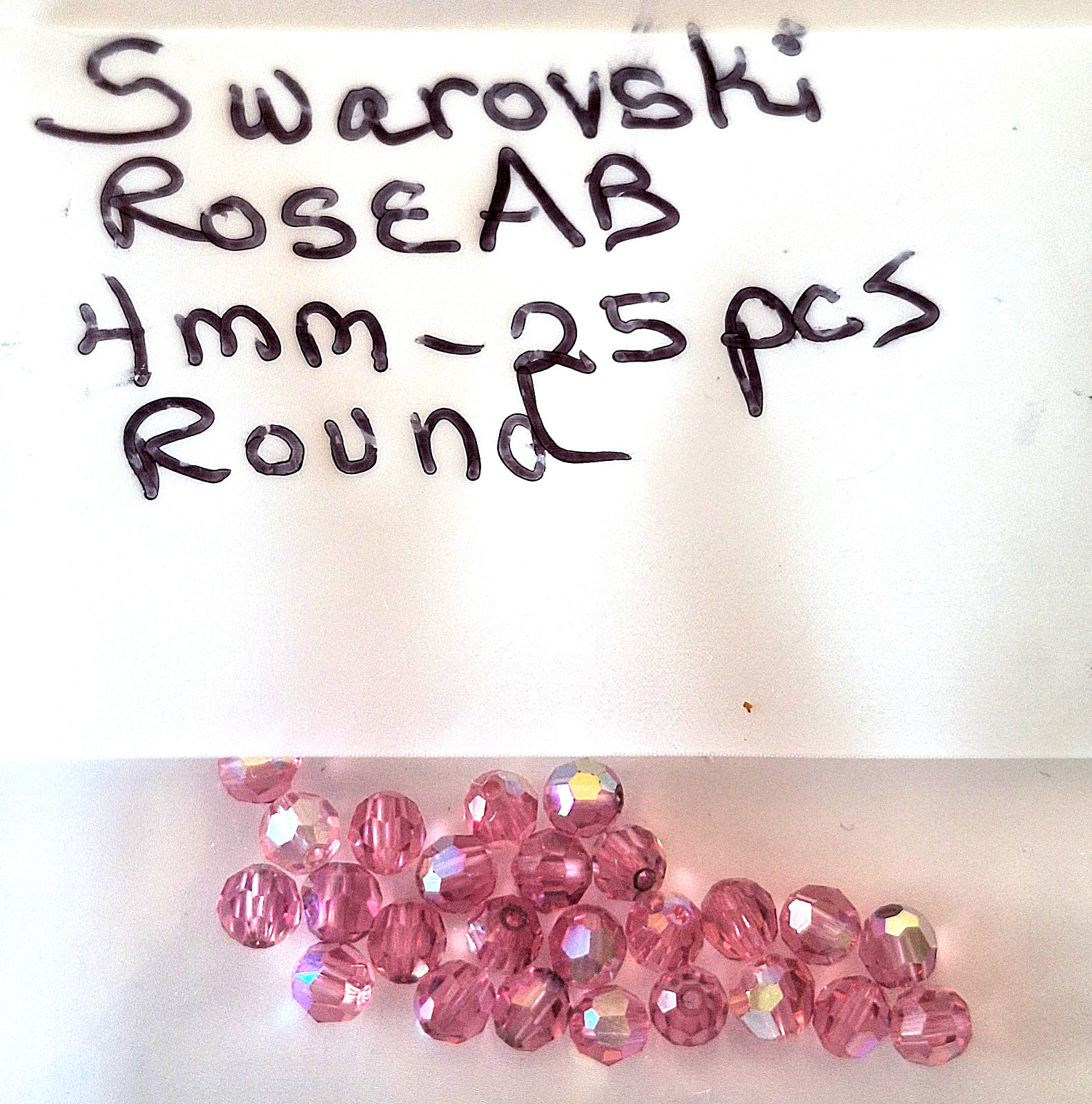 Swarovski Rose Pink AB Crystals ~ Lot of 25 Pieces ~ 4mm Round ~ NEW! PRETTY!