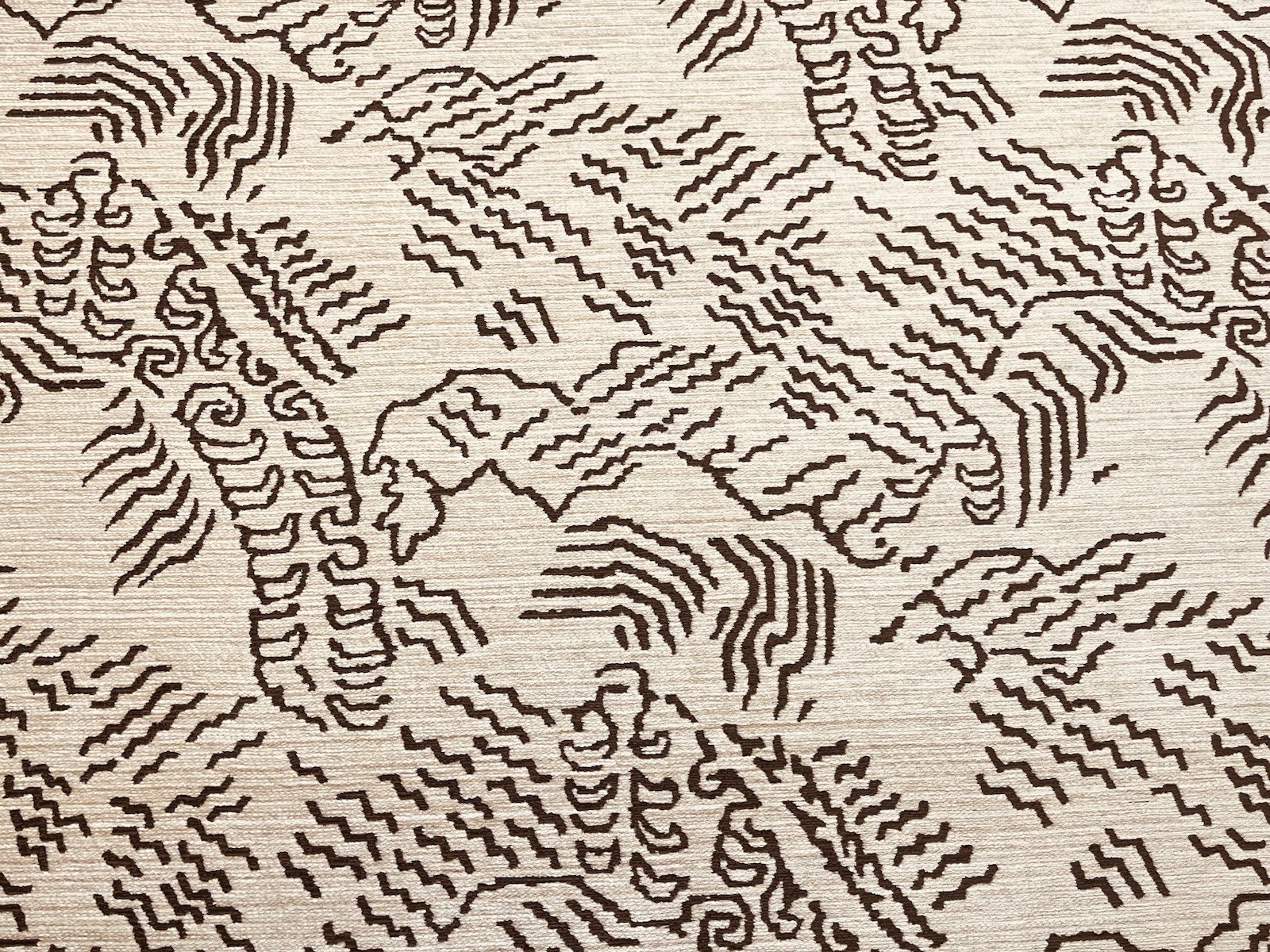 ABSTRACT TIBETAN INSPIRED UPHOLSTERY FABRIC MOURA IN CASHMERE 3.875 YARDS