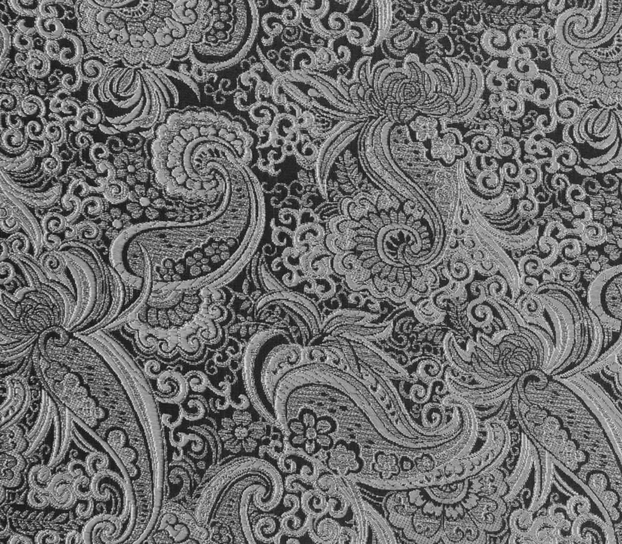 Silver Black Paisley Metallic Brocade Fabric 60” Width Sold By The Yard