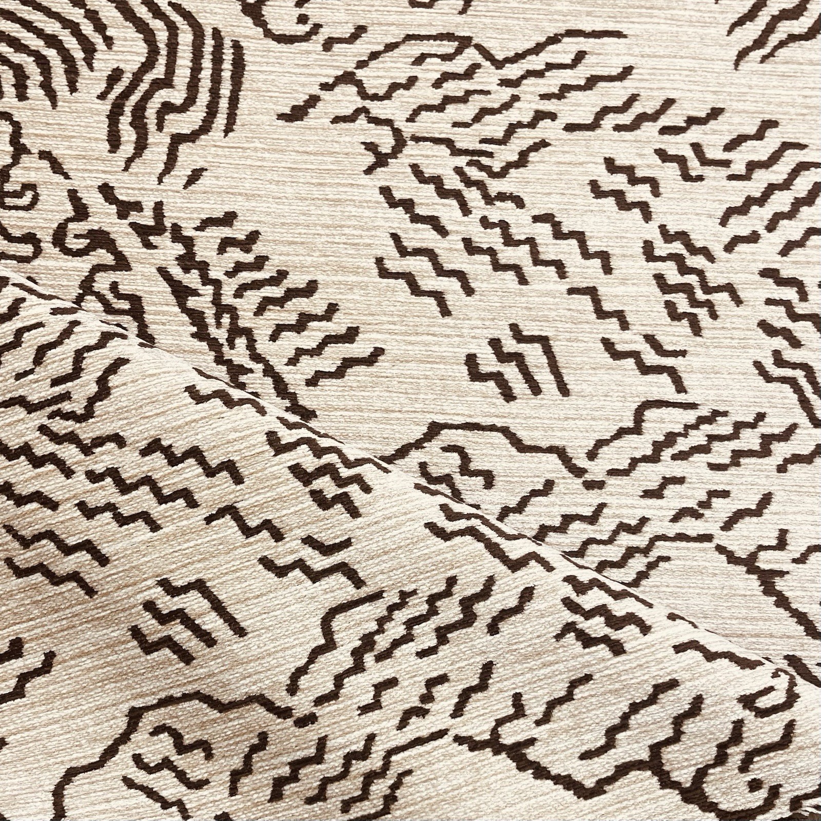 ABSTRACT TIBETAN INSPIRED UPHOLSTERY FABRIC MOURA IN CASHMERE 3.875 YARDS