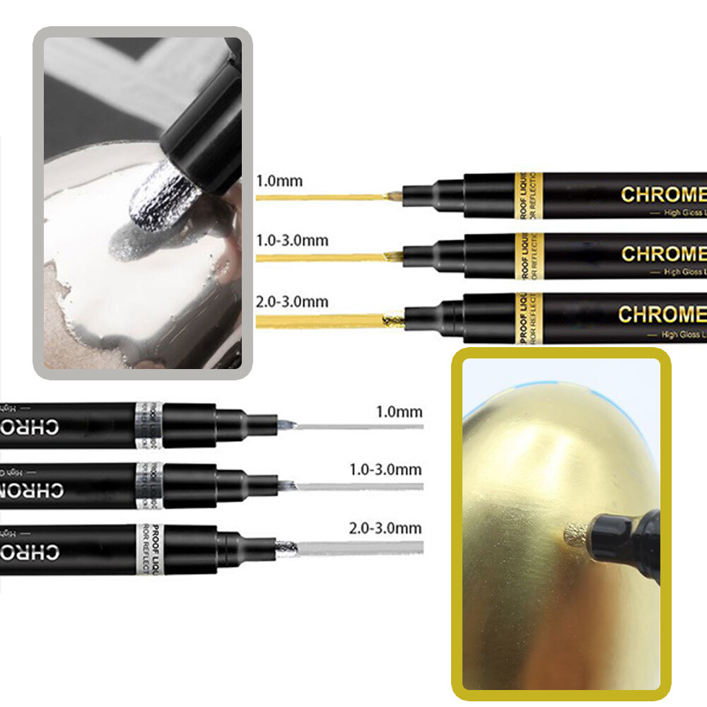 Metallic Liquid Chrome Mirror Marker Pen Waterproof Paint Pens Craftwork DIY .