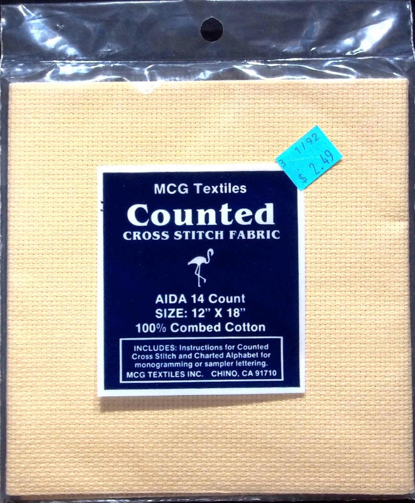 MCG TEXTILES COUNTED CROSS STITCH FABRIC AIDA 14 COUNT SIZE: 12″ X 18″ COTTON
