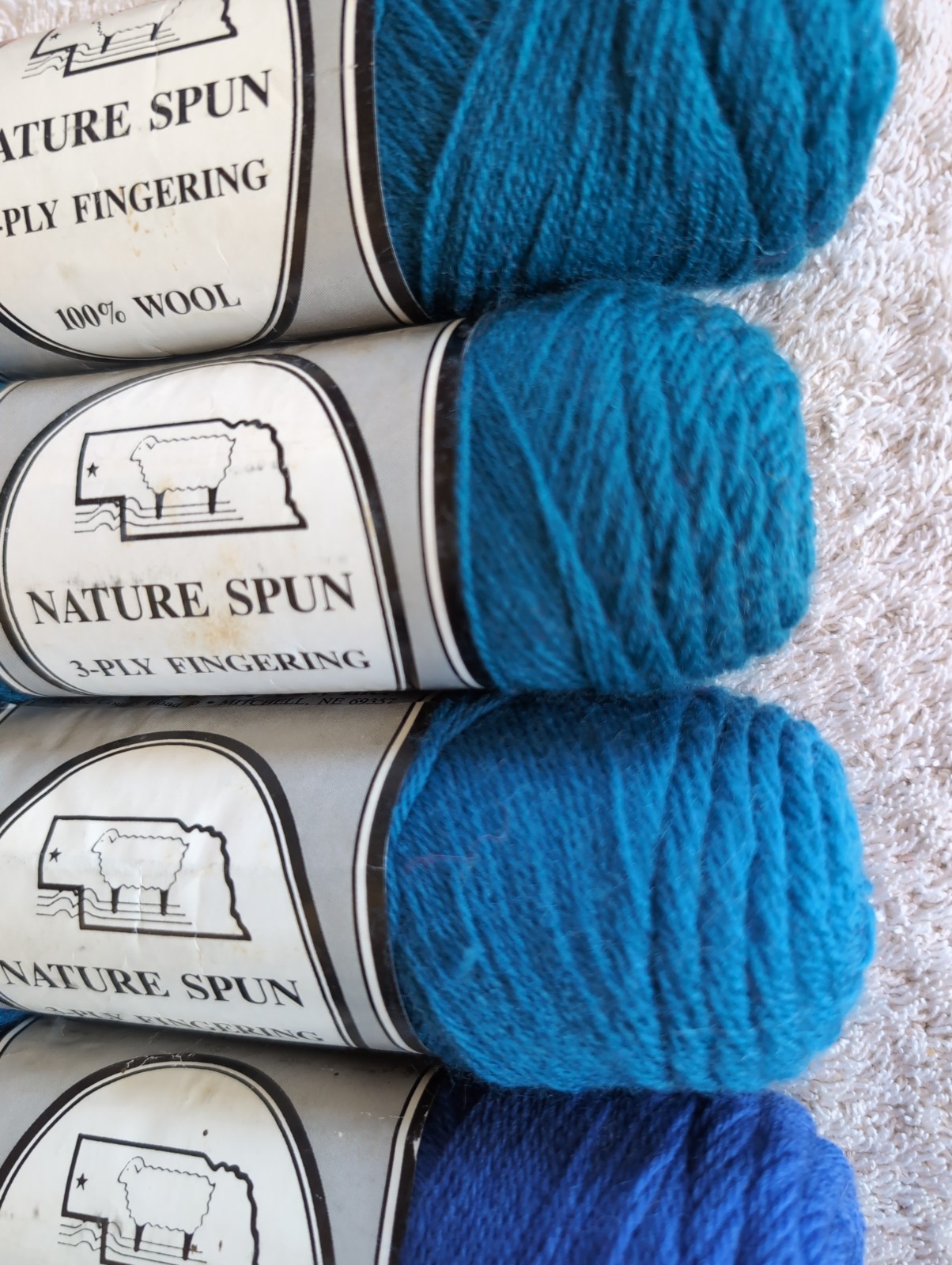 Brown Sheep Nature Spun 3-Ply Fingering Yarn. Mixed Lot of 5. Blues. As Picture