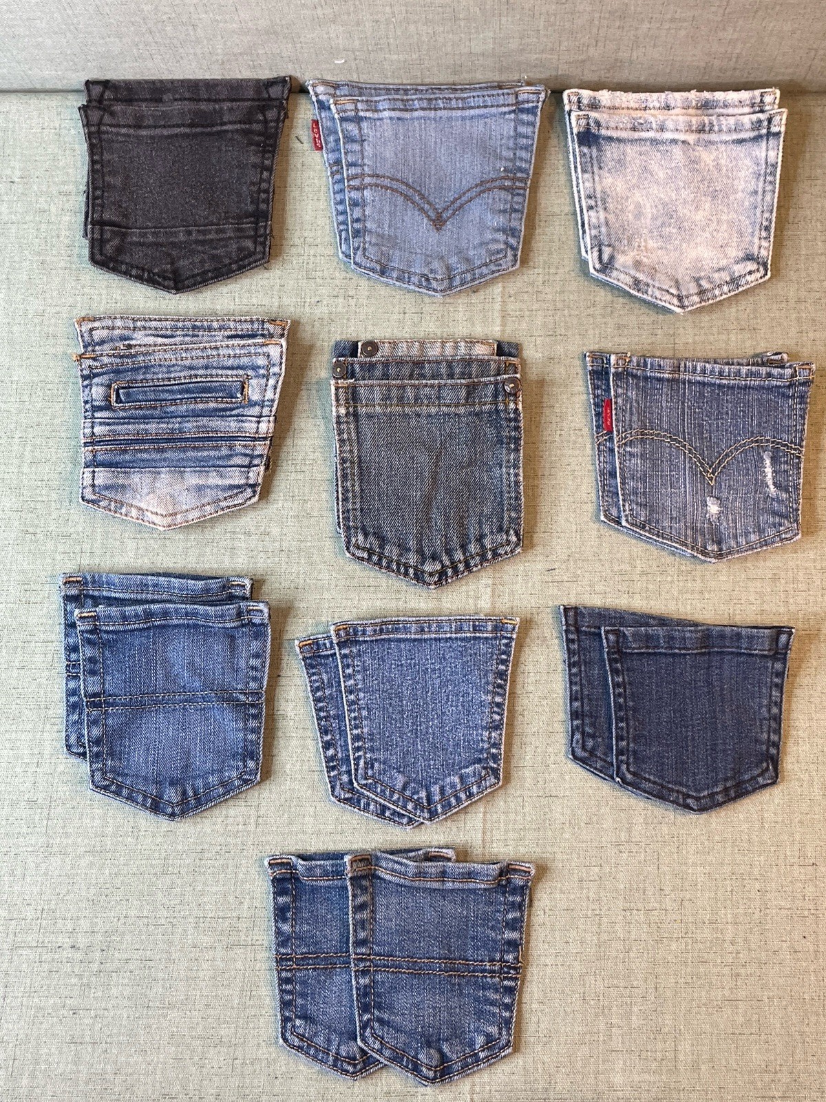 30 Pair Back Pockets Denim Jean for Quilting Crafts Sew Mixed Sizes 4″ to 6″
