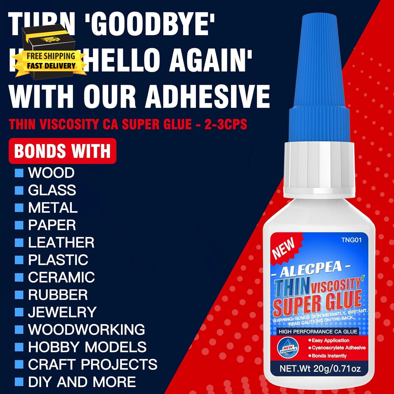 20G Thin CA Glue (2-3 CPS), 2-5 Second Cure Time – Ideal for Hobbies and Precisi