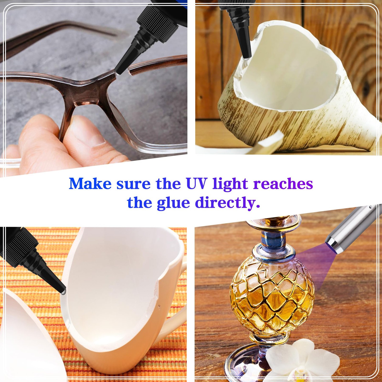 UV Resin Kit with Light, 60g Glue for Bonding & Curing in Transparent
