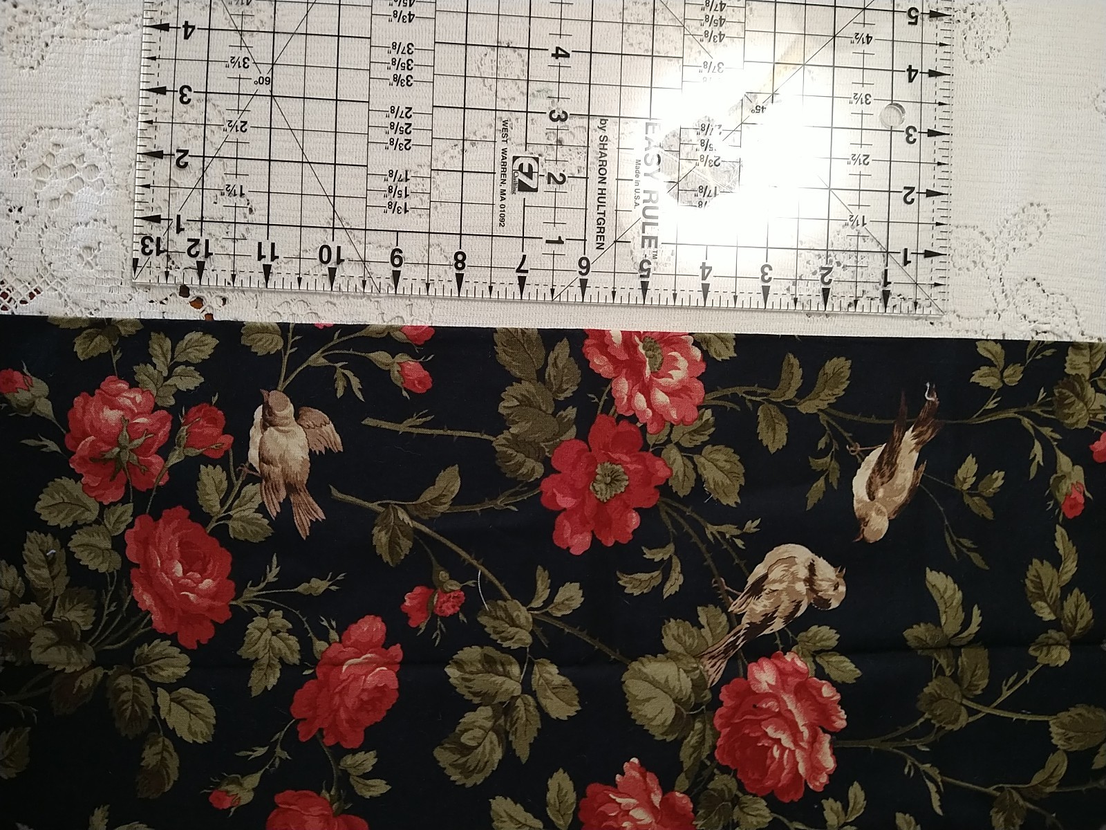 Wintergreen By 3 Sisters For Moda Black Floral Birds 22×42″ CUT #44010