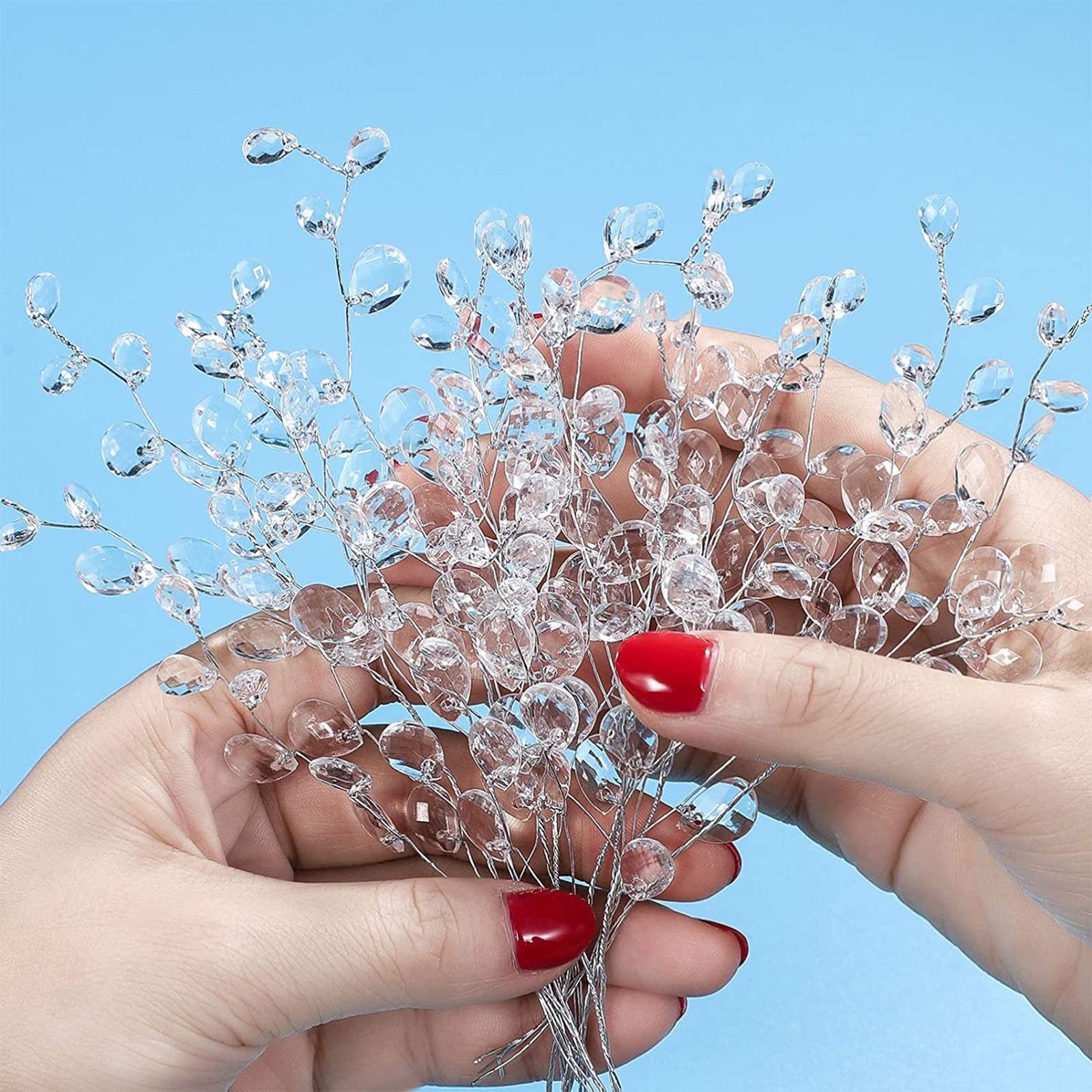 20 Stems Artificial Flowers Crystal Acrylic Ornament Artificial Bouquets Acry…