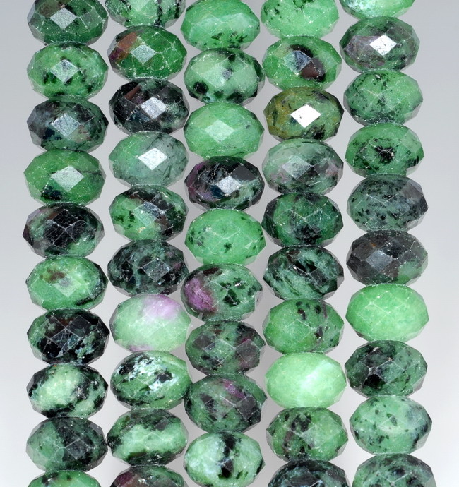 10X7MM RUBY ZOISITE GEMSTONE FACETED RONDELLE LOOSE BEADS 15.5″
