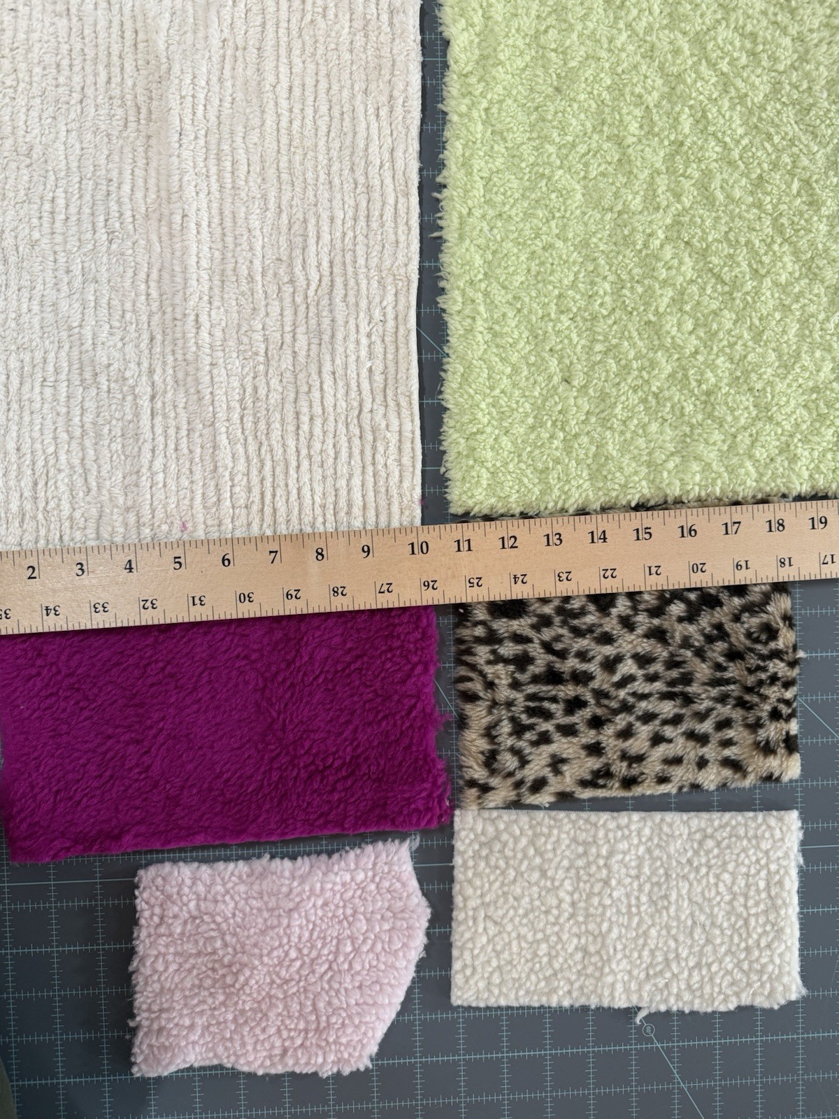 Fabric Different Textured Scrap Pieces Soft Fuzzy 4”-10”W Length Varies Crafts