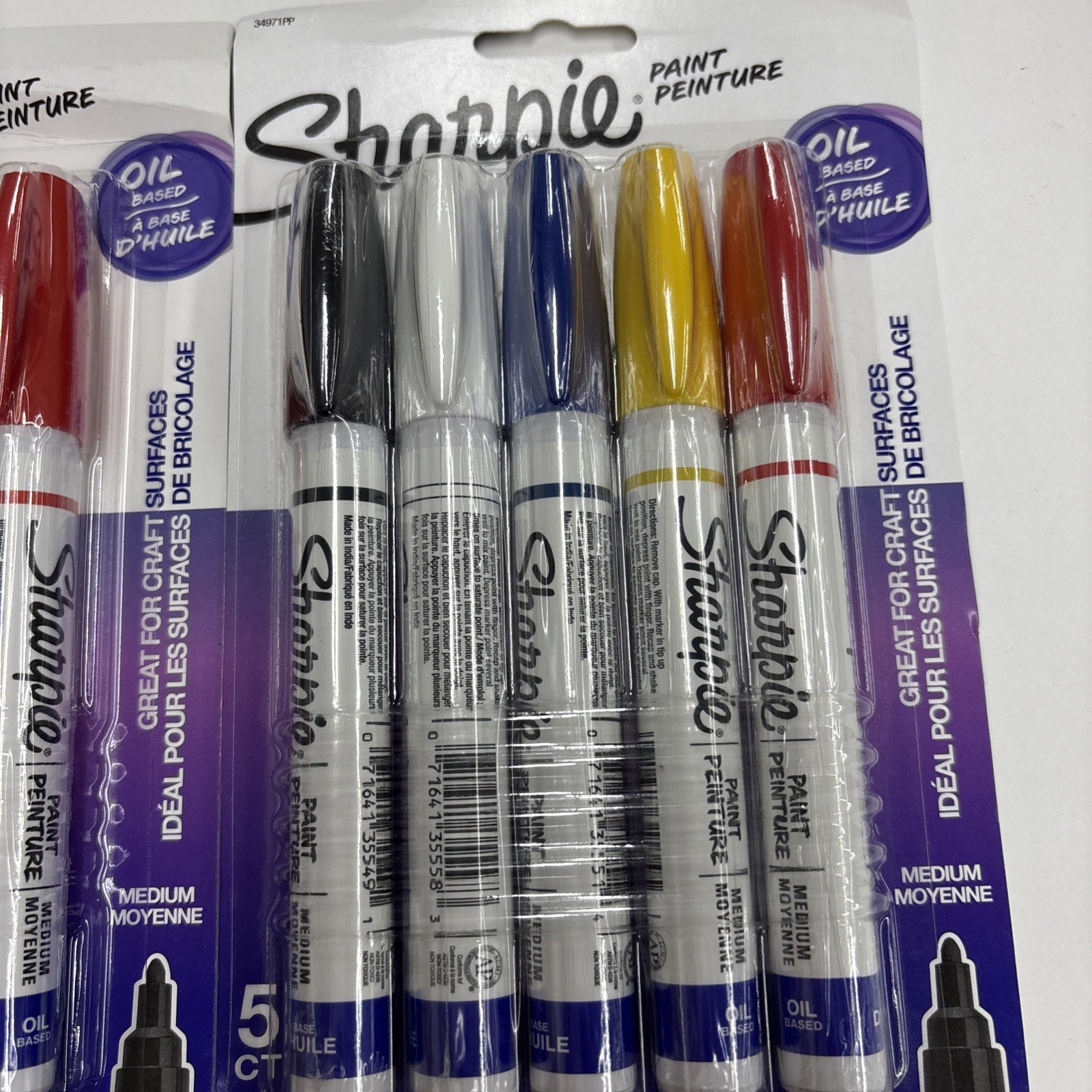 2 x 5 Count Sharpie Oil Based Paint Markers Assorted Primary Colors Medium Tip