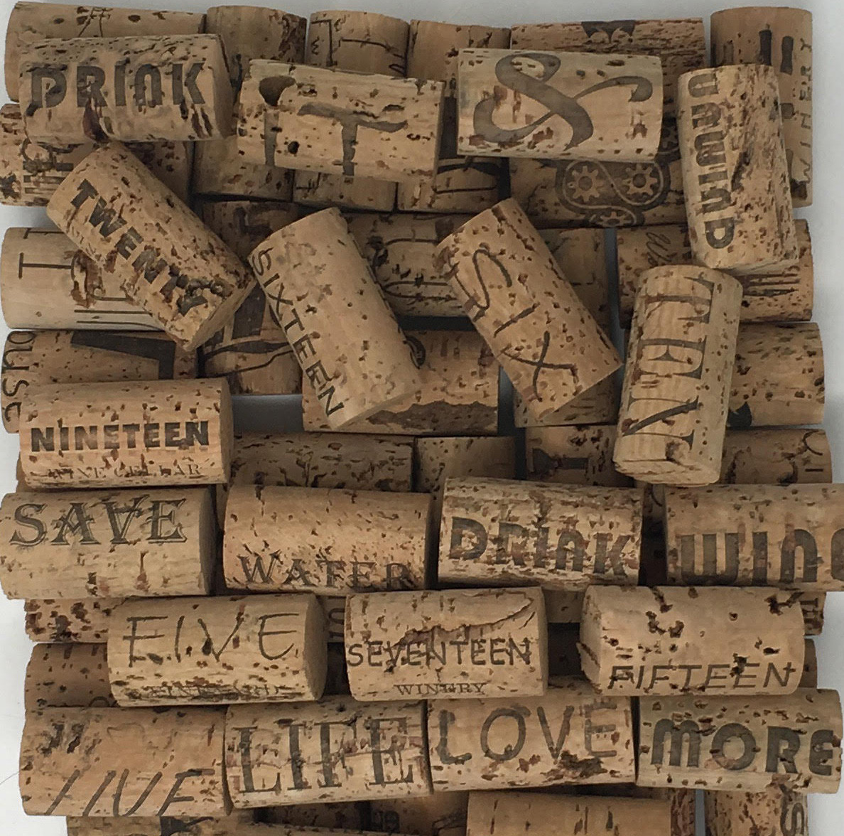 New Wine Corks for Crafting. All Natural, Printed Mark for Arts, Crafts, Decor.