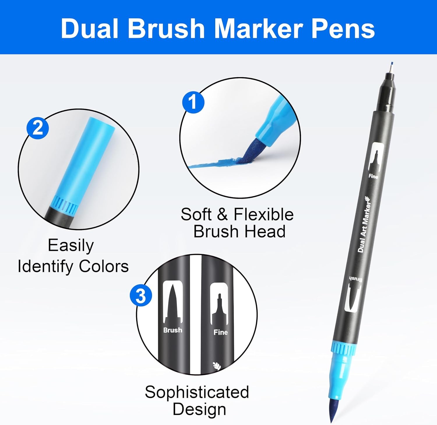 Dual Brush Art Markers for Sketching Doodling Lettering & Coloring