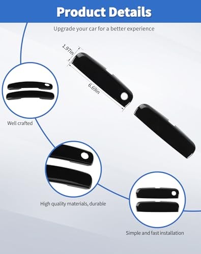 2Pcs Exterior Door Handle Covers Trim Overlay Compatible with Dodge Challenger