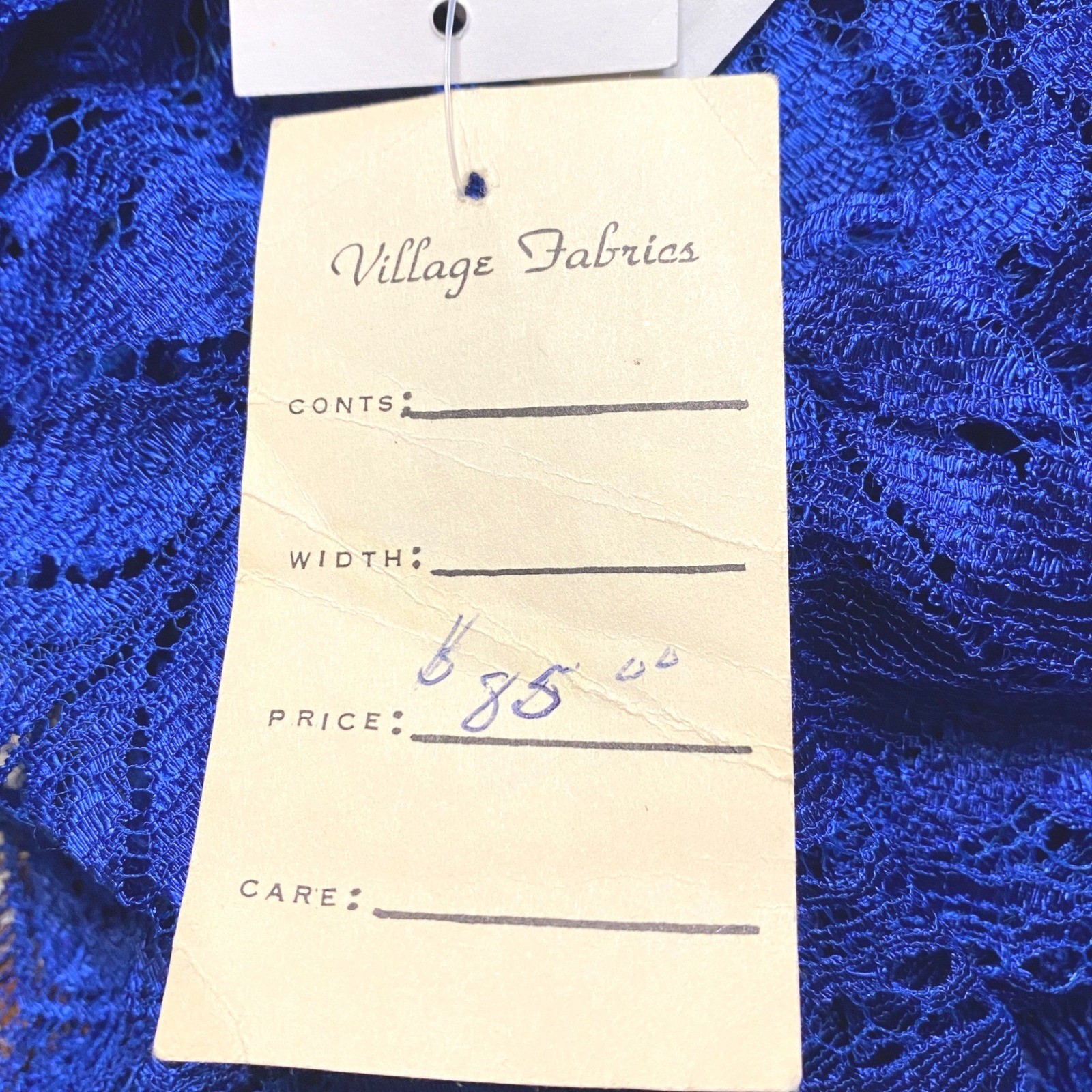 Darquer Calais French Chantilly Lace Vtg 70s 80s Royal Blue Floral 58″ x 116″