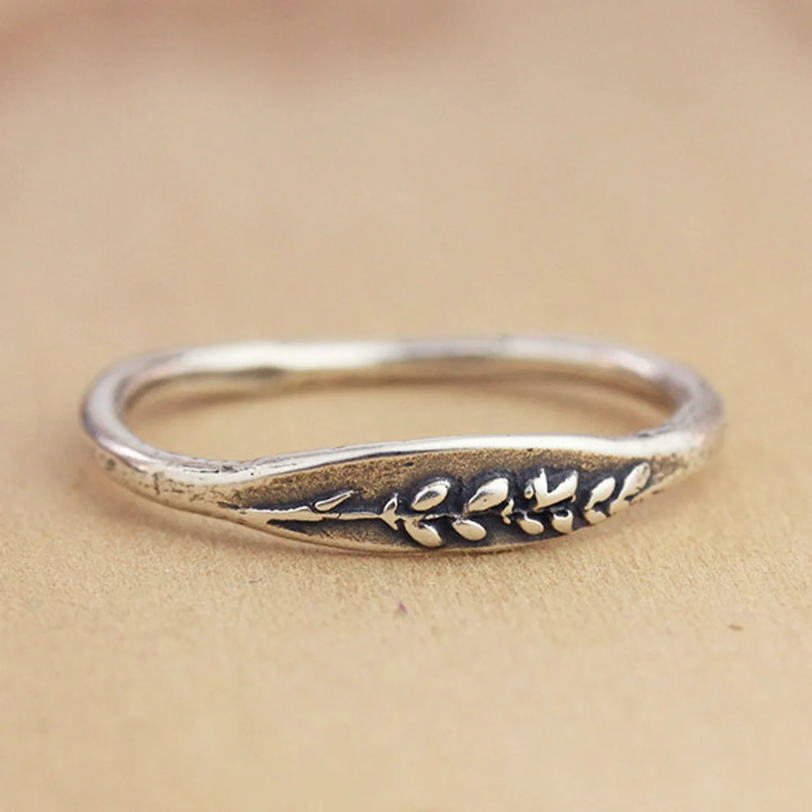 Handmade Lavender Ring, Botanical Ring, Wildflower Ring, Nature Silver Jewelry