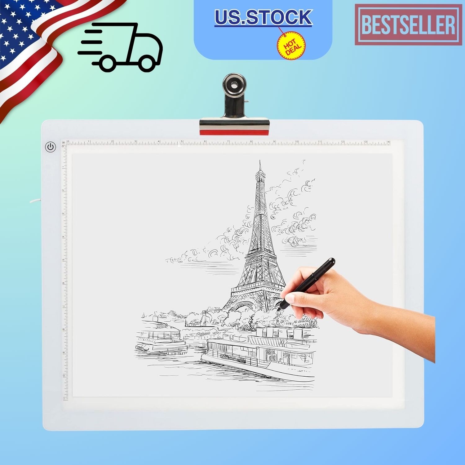 19″ LED Tracing Light Box Ultra Thin Adjustable Brightness Drawing Pad