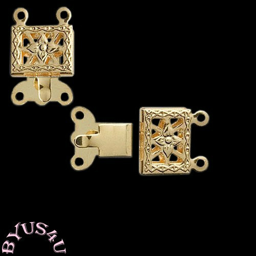 BOX CLASP 2 or 3 strand 10x7mm ORNATE FLOWER FILIGREE GOLD or SILVER 10pcs