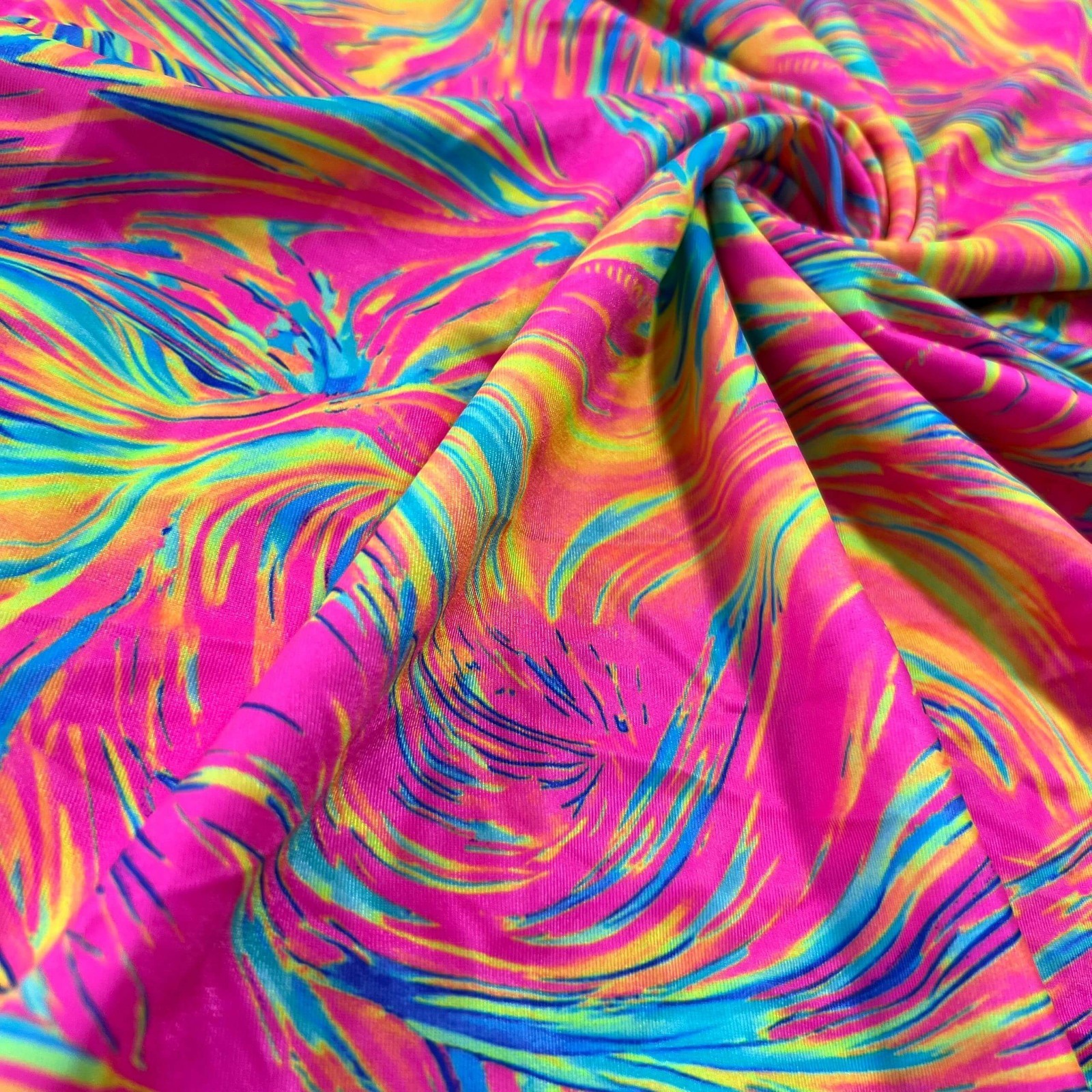 Abstract Psychedelic Pink Print Nylon Spandex Fabric Stretch by yard Swimsuit