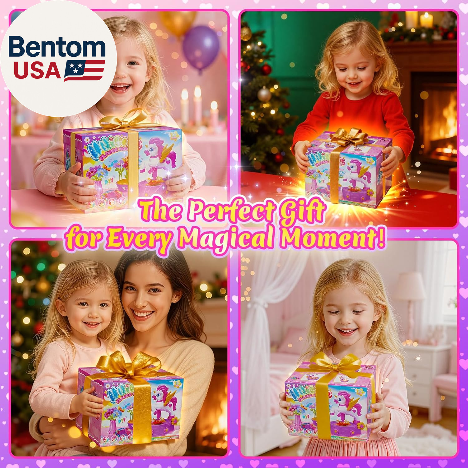 Craft Kits, Press-To-Create Flower Maker, Unicorn Toys for Girl Age 3-12, Fabric