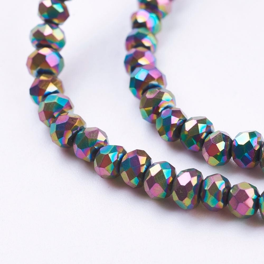 115 Bulk Beads Faceted Rondelle Mixed Lot Spacers 3mm Abacus Rainbow AB Plated