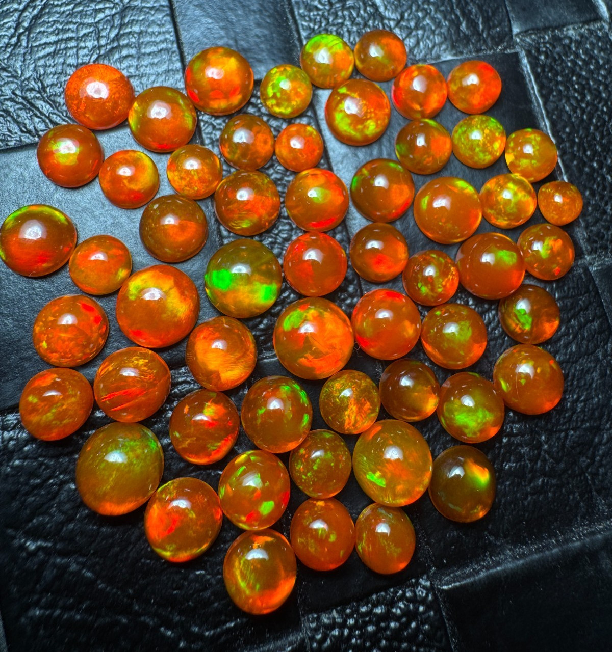 AAA Natural Ethiopian Orange Opal Round Cabochon Lot 3 MM to 8 MM Fire Opal.