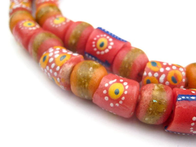 Rose Medley Krobo Beads 12mm Ghana African Multicolor Mixed Glass Large Hole