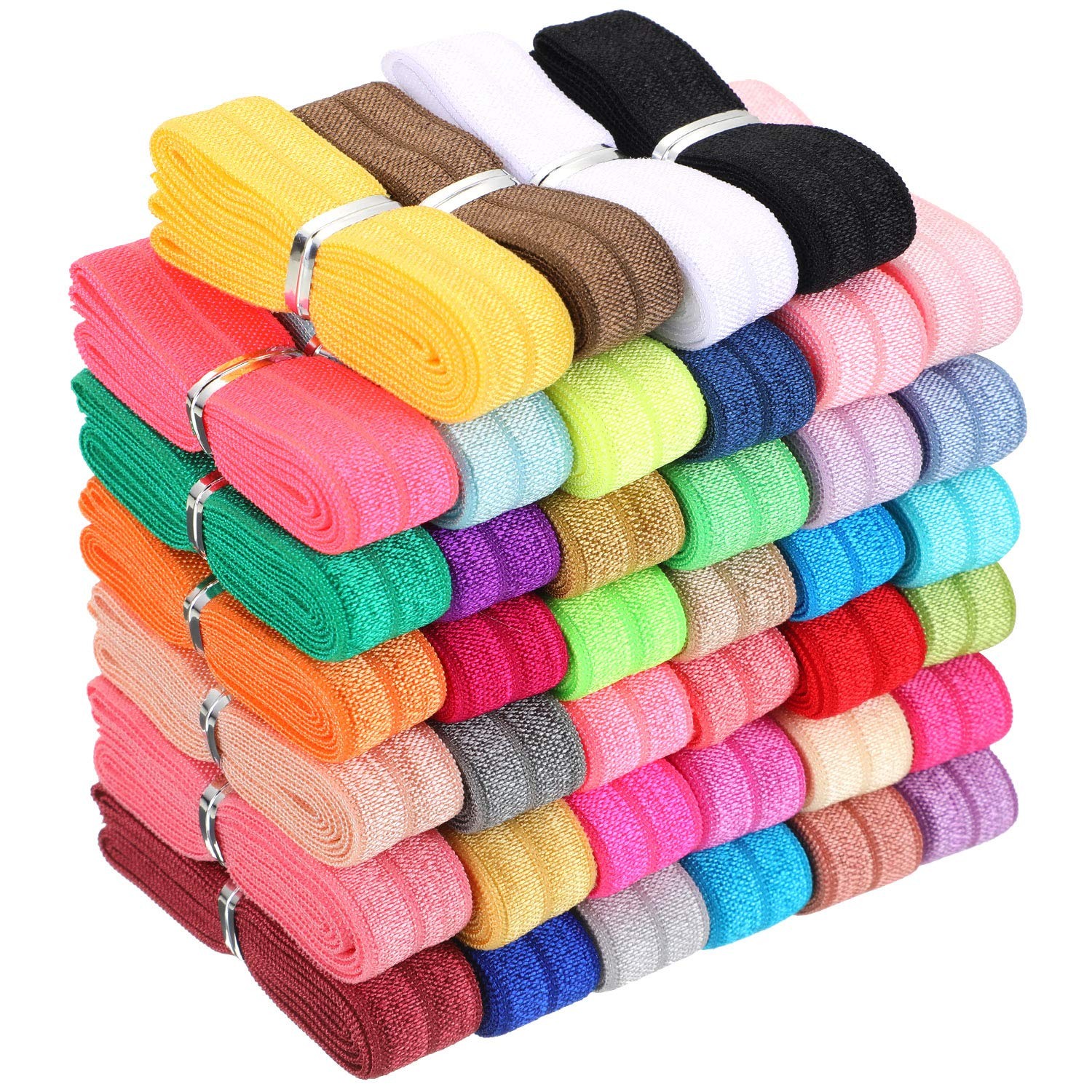 40 Yards Fold over Elastic Solid Color Trim Elastic 40 Colors Ribbon Sewing S…