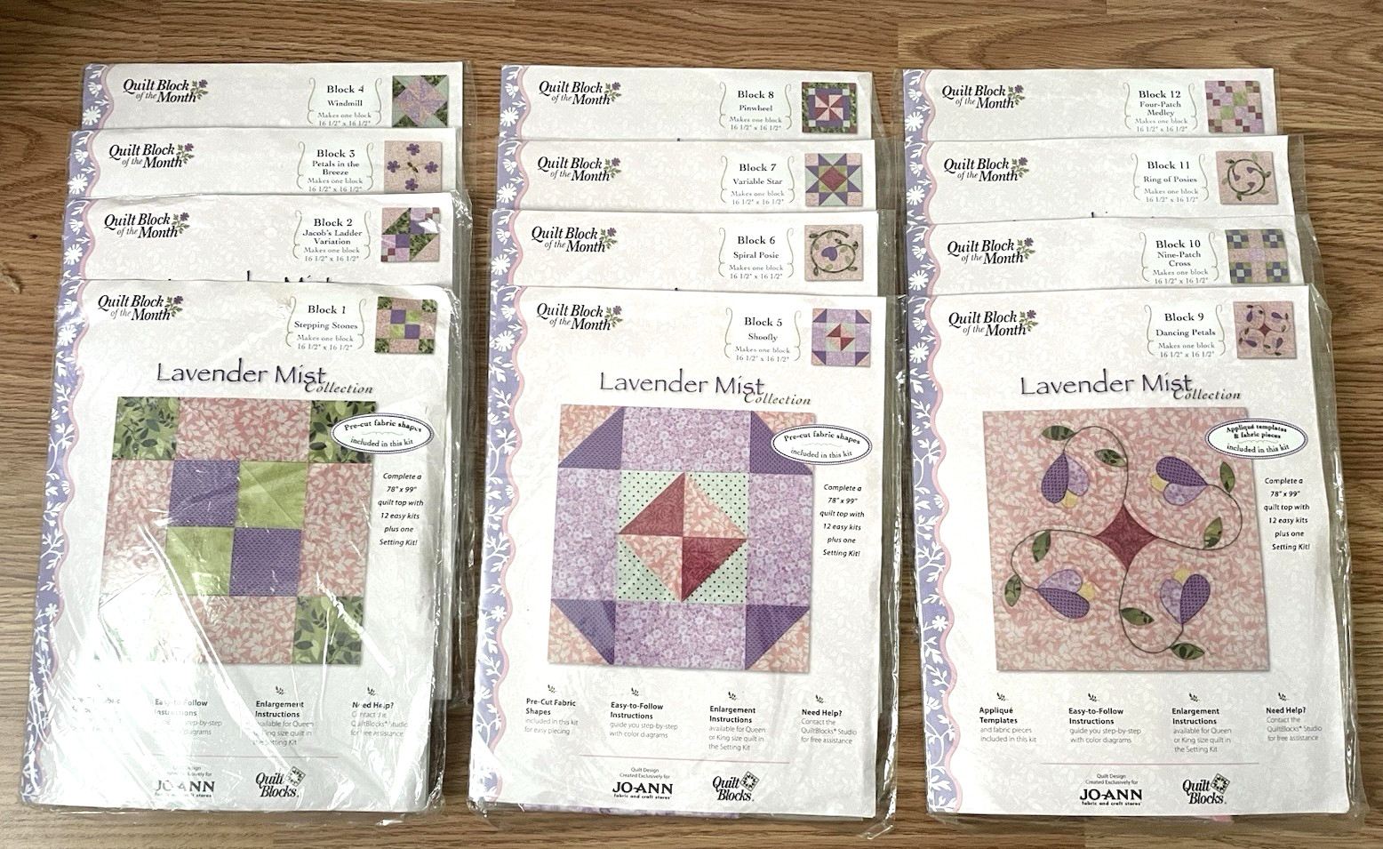 Jo Ann Simply My Style Block of the Month Lavender Mist 1-12 Kit Set New
