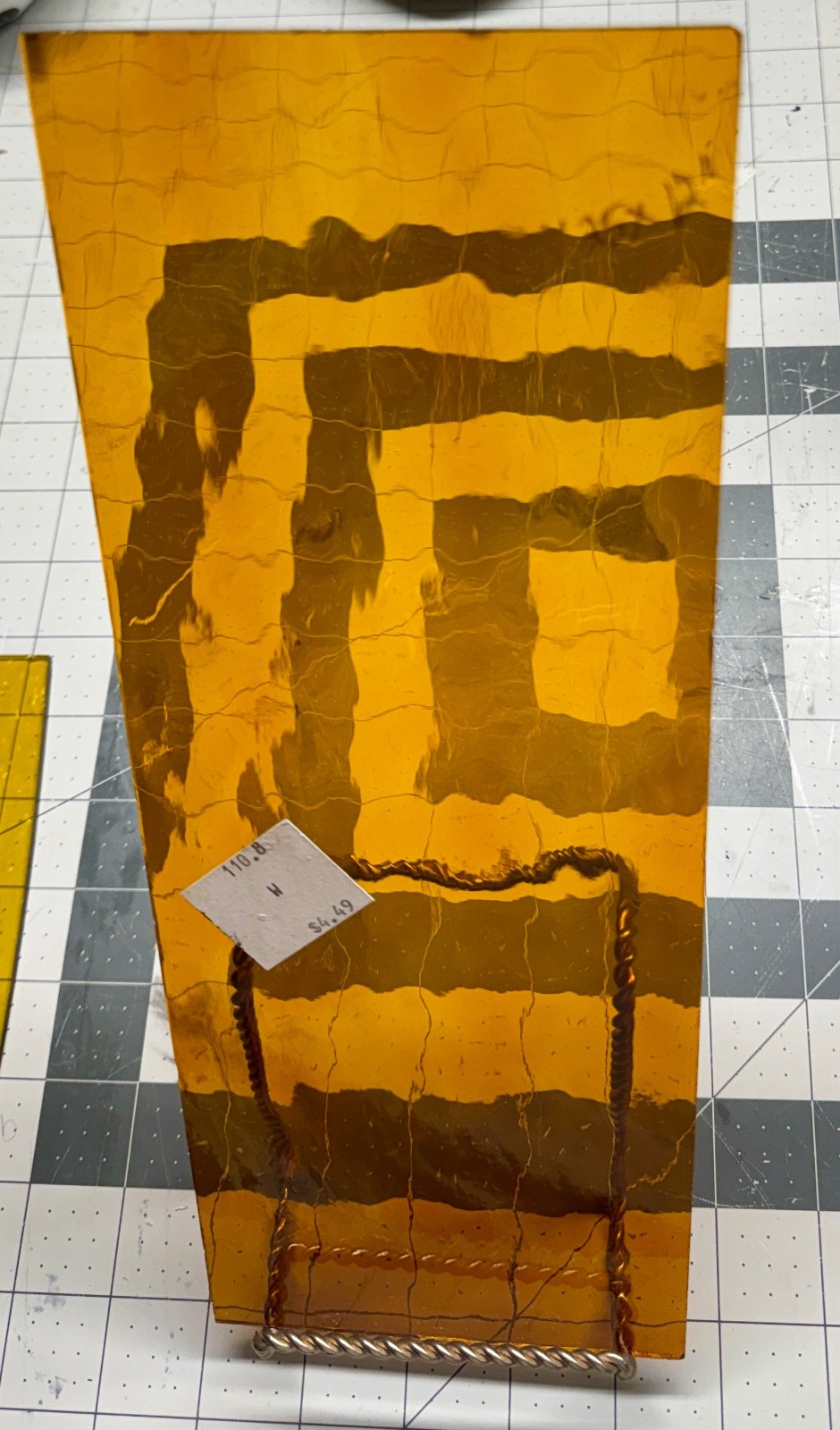 Stained Glass~Transparent Dk Amber Streaky~Med Amber Textured~Dk Amber Cathedral