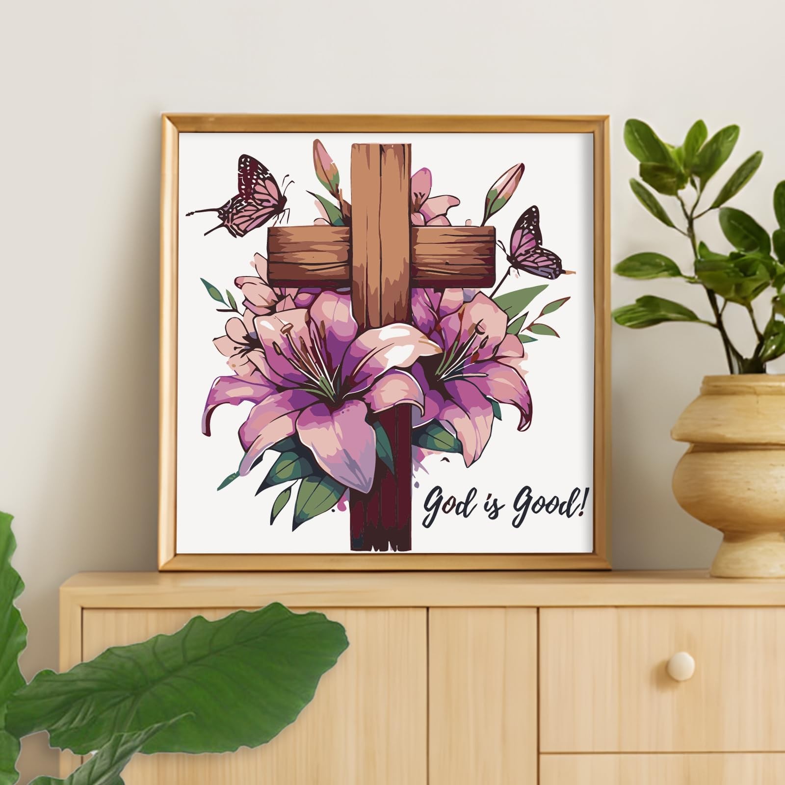 Framed Paint by Numbers Kit for Adults Beginner & Kids Ages 10-13, Jesus Cross..