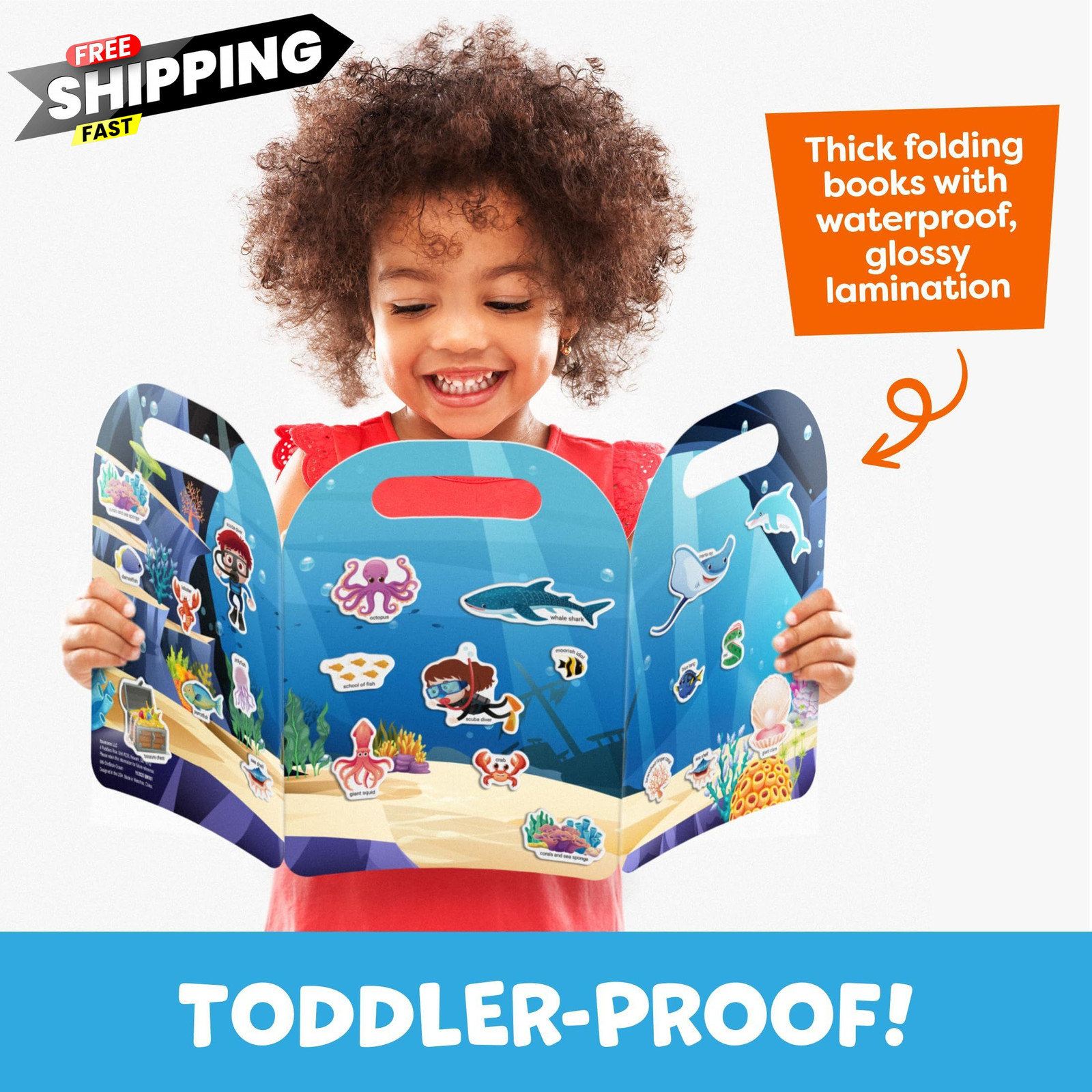 Reusable Sticker Books for Toddlers 1-3, Stickers 22.8″ x 10″, Multicolor