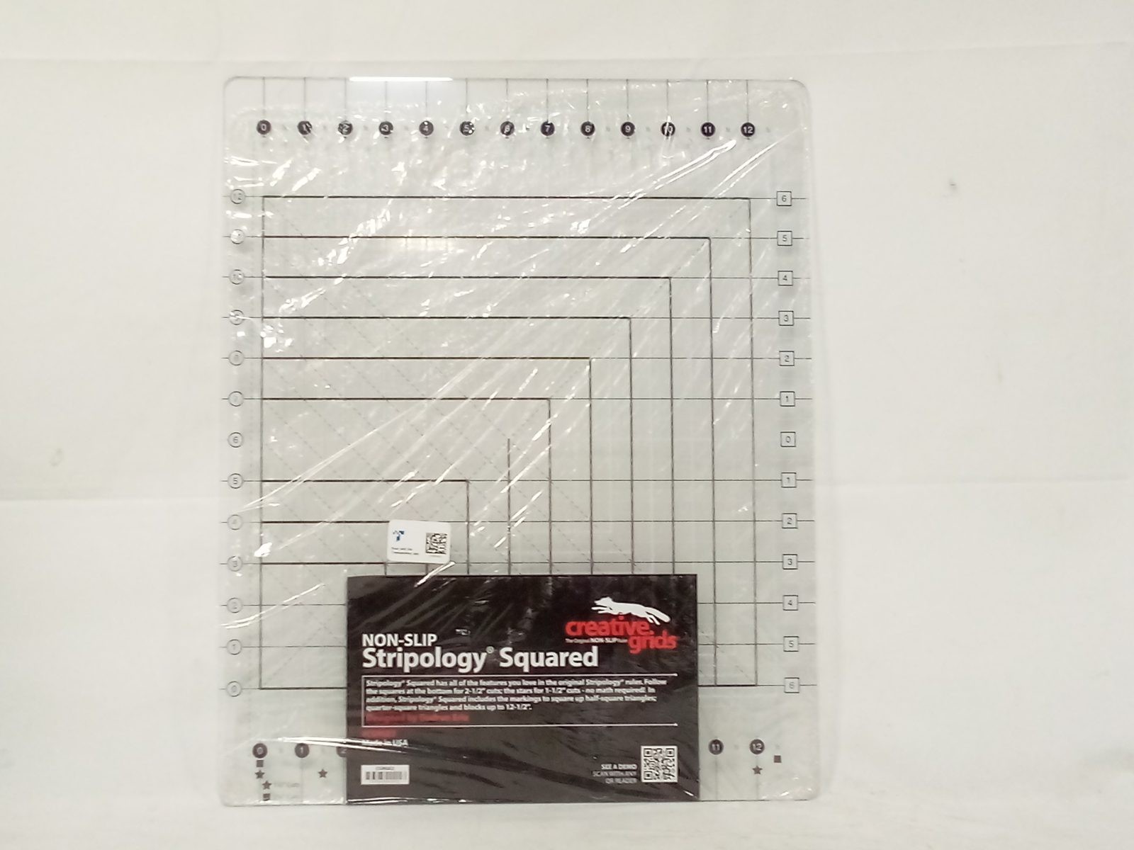 Creative Grids Non-Slip Stripology Squared Slotted Quilting Ruler CGRGE2