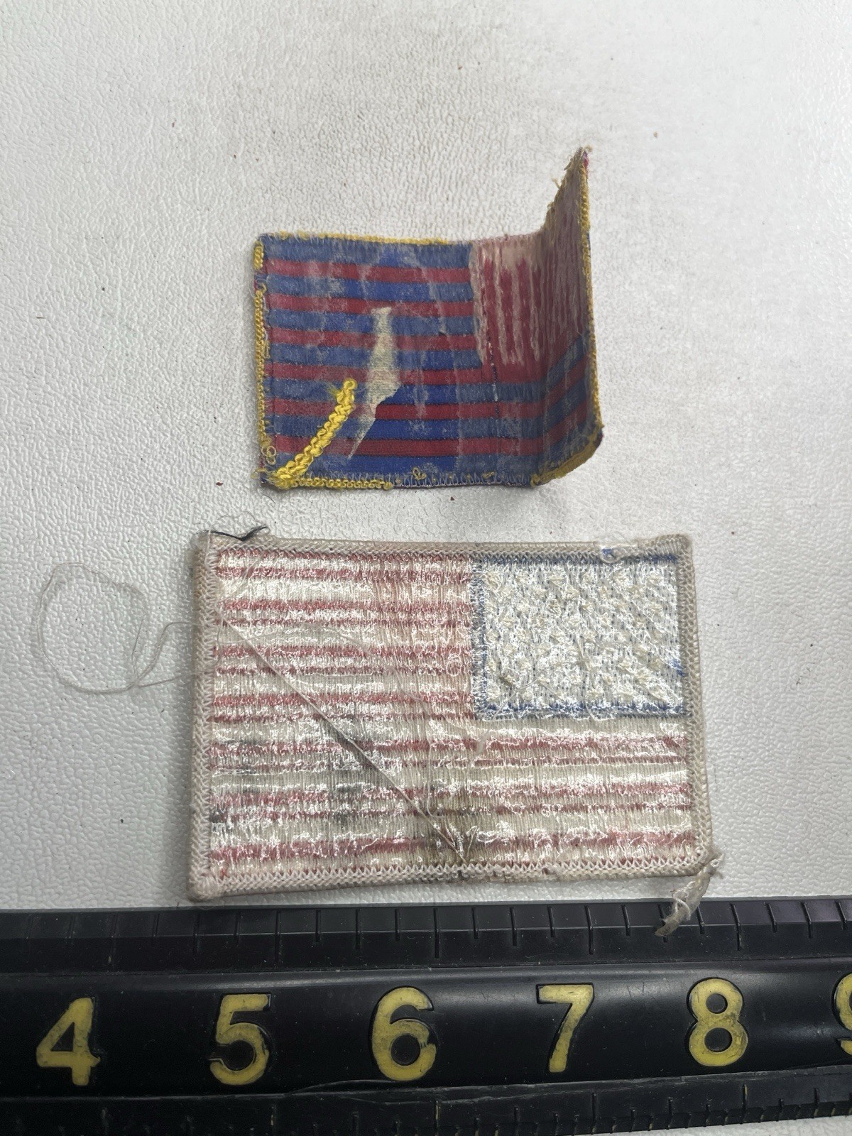 Vtg 2 Patches Lot Well-Worn, Distressed USA FLAG Patch Lot T209