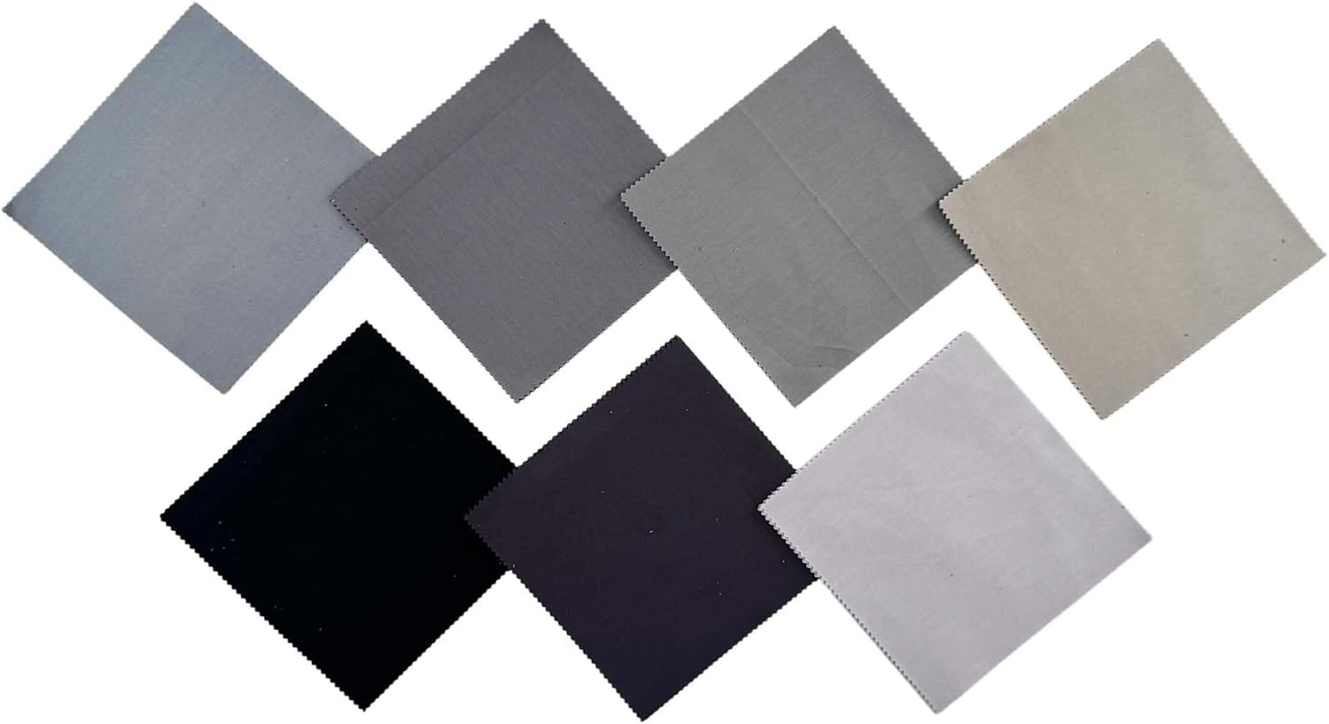 Gray Solid Cotton Fabric Charm Pack 5″ X 5″ Precut Quilt Squares, 42 Pcs (7 Shad
