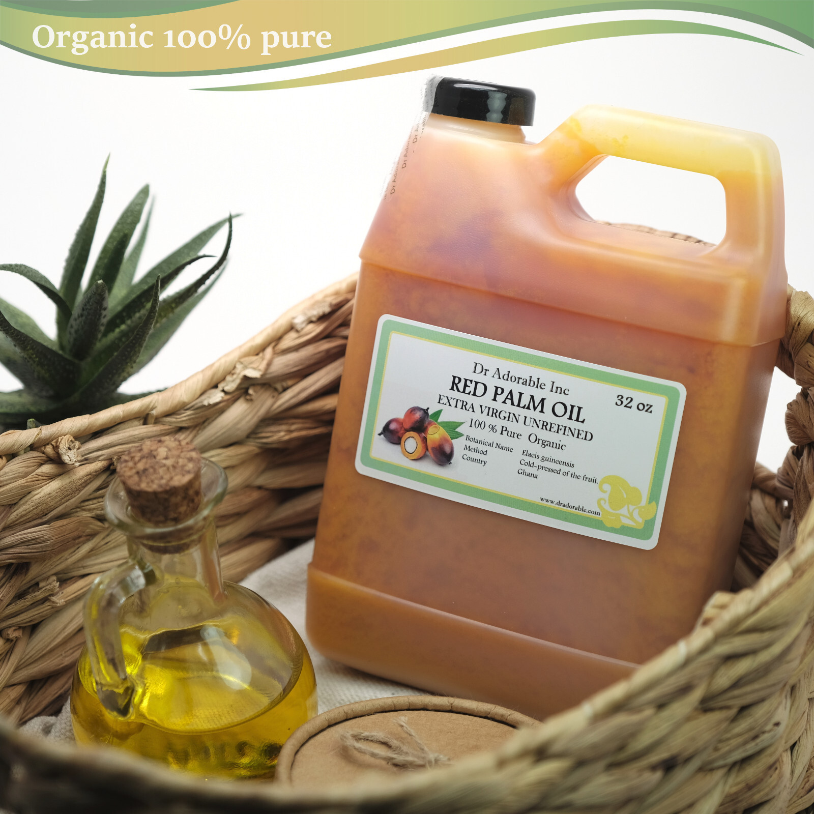 Pure Organic Red Palm Oil Extra Virgin Unrefined by Dr.Adorable 2oz up to Gallon