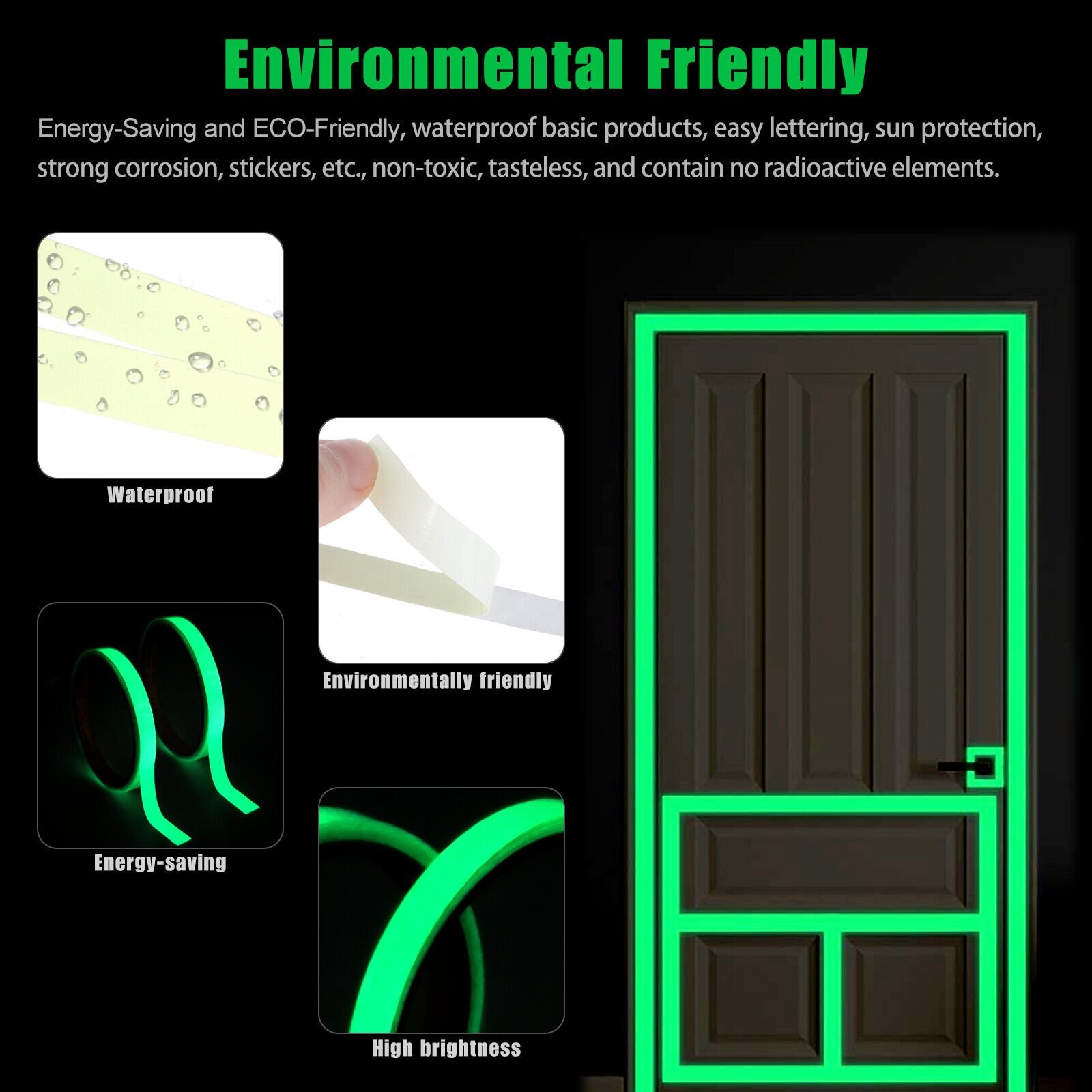 Glow In The Dark Waterproof Luminous Self Adhesive Tape Safety Stickers 3M USA