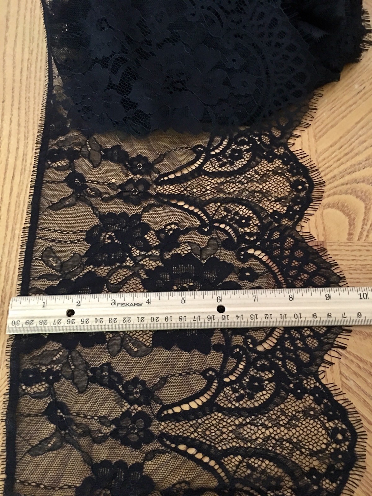 3 Yards Black Floral Embroidered Eyelash Mesh Lace Trim/ Sewing/Crafts/10″ Wide