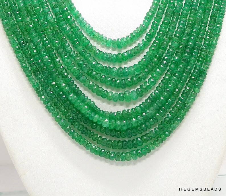 Zambian Emerald Faceted Beads 3.5–4mm | 14″ Strand AAA+ Green Gems