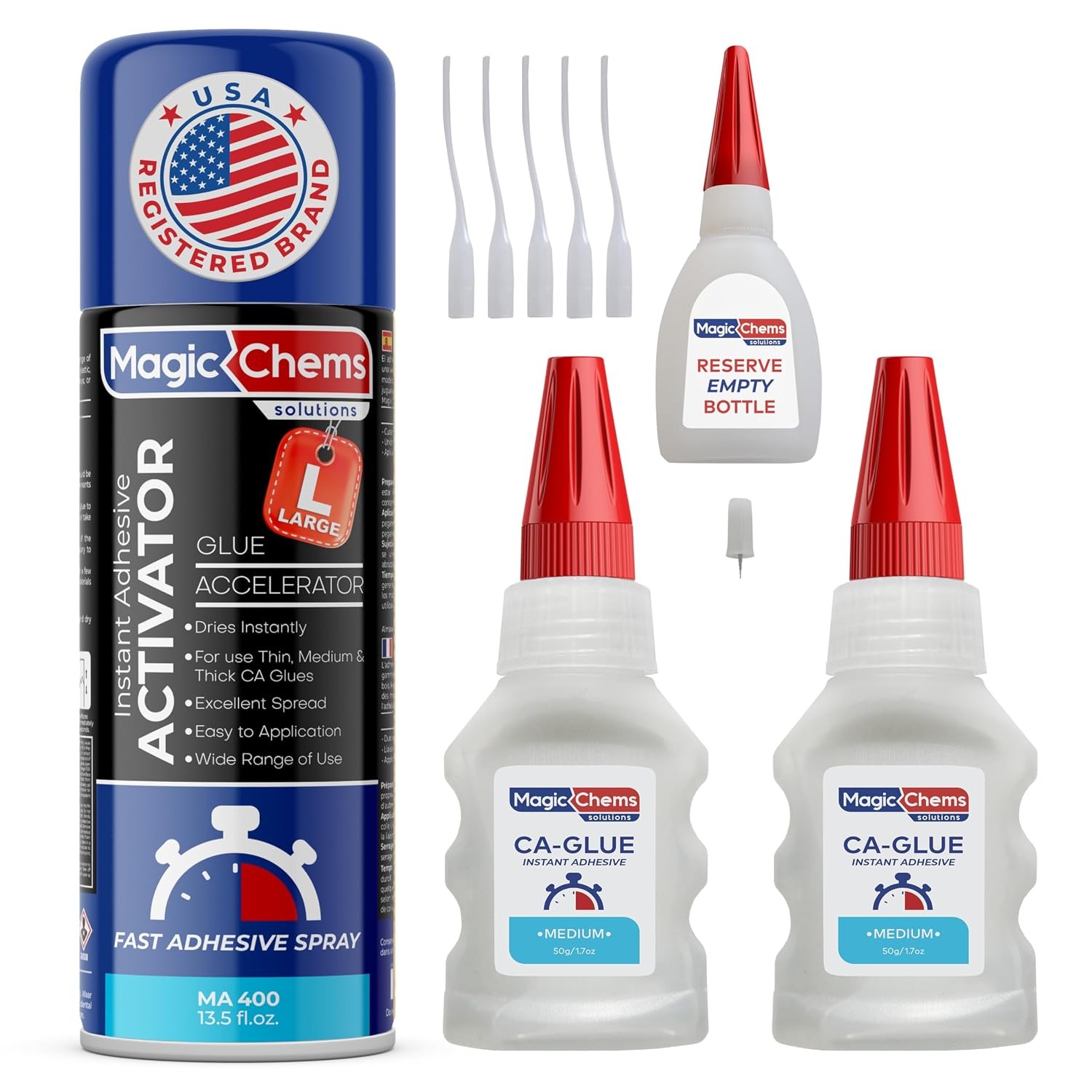 CA Glue with Activator (2 X 1.7 Oz + 13.5 Fl Oz Activator)Cyanoacrylate Adhesive