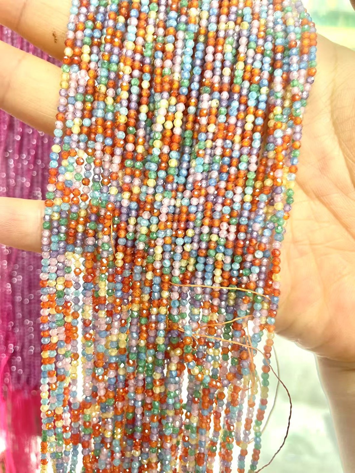 2mm High Quality Dopamine Faceted Mixed Natural Zircon Beads for Jewelry Making